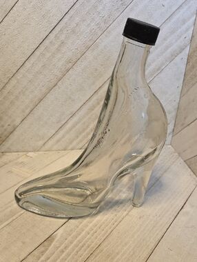 Vintage Depose Kefla Clear Heavy Glass High Heel Shoe Empty Bottle